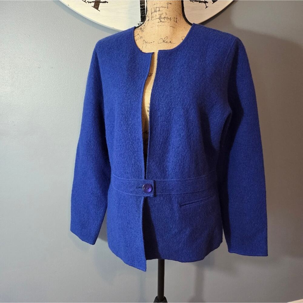 Talbots Vtg 100% Wool Single Button Royal Blue Blazer Sweater L